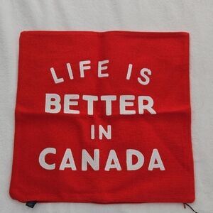 Indigo Red and White "Life Is Better in Canada" Accent Pillow Cover